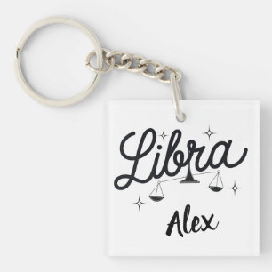 Personalized Libra Zodiac Sign Art Keychain