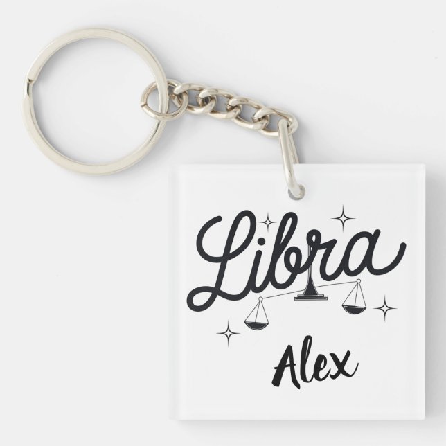 Personalized Libra Zodiac Sign Art  Keychain (Front)