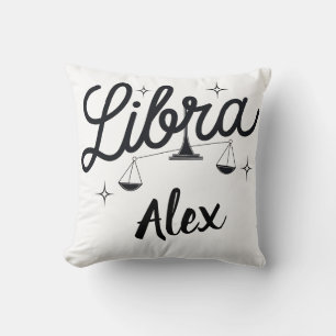 Personalized Libra Zodiac Sign Art Throw Pillow