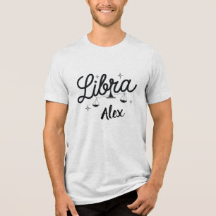 Personalized Libra Zodiac Sign Art Tri-Blend Shirt