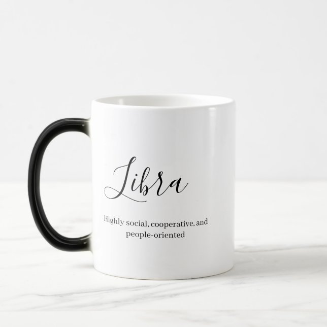 "Personalized Libra Zodiac sign Name and traits" Magic Mug (Left)