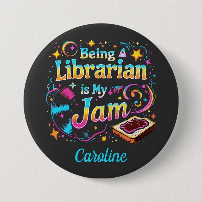 Personalized Librarian Gift 3 Inch Round Button (Front)