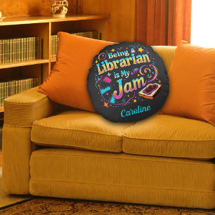 Personalized Librarian Gift Round Pillow