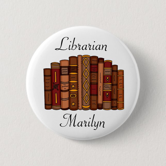 Personalized Librarian Name Tag 2 Inch Round Button (Front)