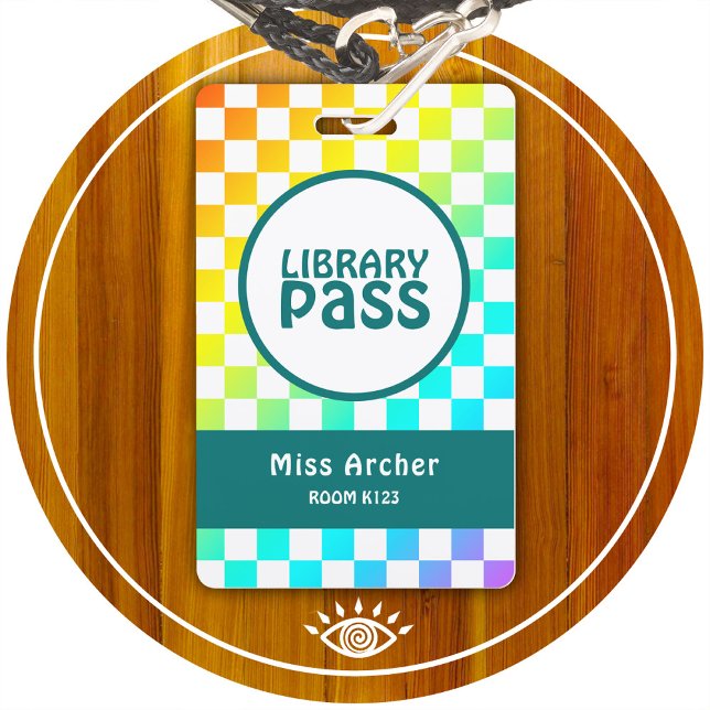 Personalized Library Bathroom Pass Teachers Card Badge (Creator Uploaded)