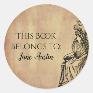 Personalized Library Bookplate Vintage Parchment Classic Round Sticker