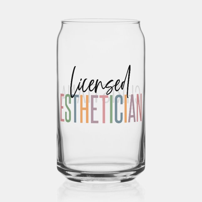 Personalized Licensed Aesthetician Cosmetologist Can Glass (Front)
