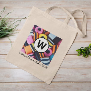 Personalized Licorice Allsorts Monogram with Quote Tote Bag