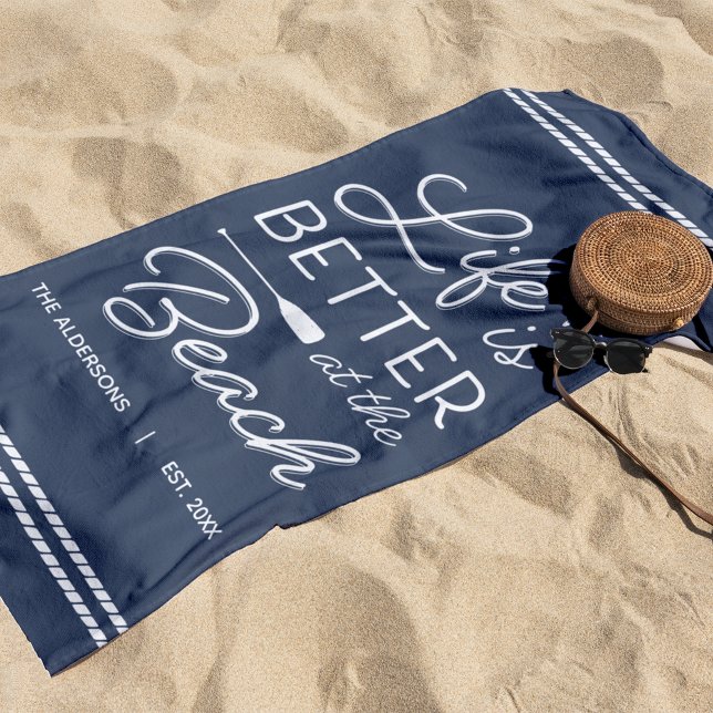 Personalized Life Is Better At The Beach Beach Towel (Creator Uploaded)