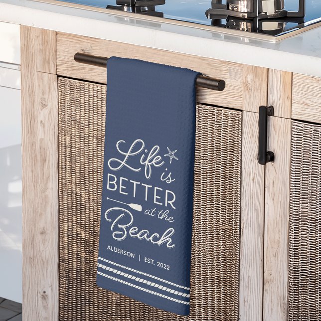 Personalized Life Is Better at the Beach Kitchen Towel (Creator Uploaded)