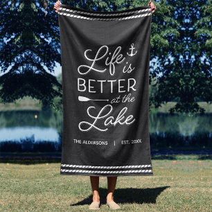 Personalized Life Is Better At The Lake Beach Towel