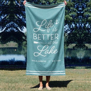 Personalized Life Is Better At The Lake Beach Towel