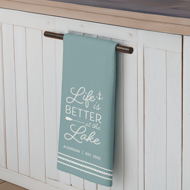 Personalized Life Is Better at the Lake Kitchen Towel (Creator Uploaded)