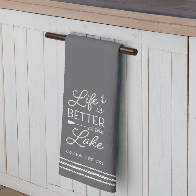 Personalized Life Is Better at the Lake Kitchen Towel (Creator Uploaded)