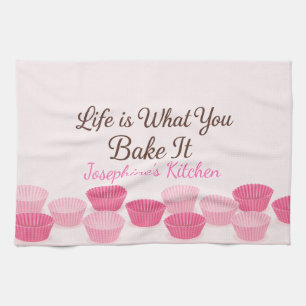 Personalized Life Is What You Bake It Cute Trendy Kitchen Towel