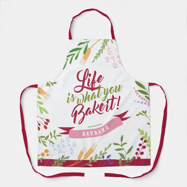 Personalized Life is what you Bake it Floral Apron (Front)