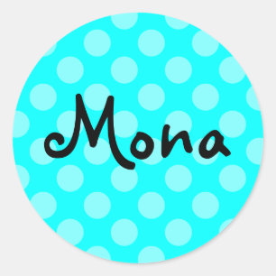 Personalized Light Aqua Polka Dot Classic Round Sticker