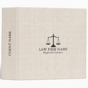 Personalized Light Beige Linen Justice Logo Binder