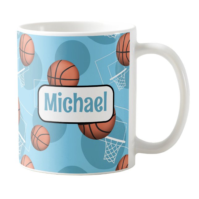 Personalized Light Blue Basketball Mug (Personalized Light Blue Basketball Mug at Amy's Coffee Mugs on Zazzle. )