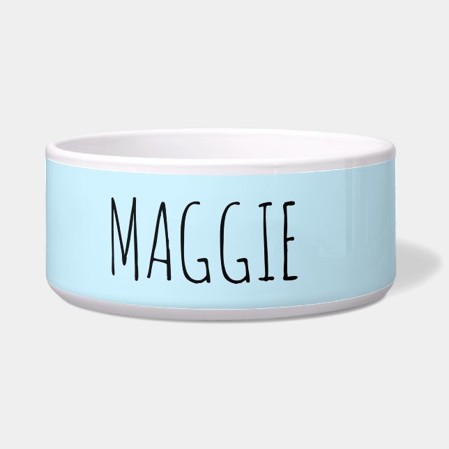 Personalized Light Blue Ceramic Pet Bowl (Front)