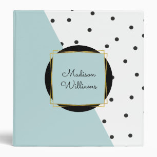 Personalized Light Blue Colour Block and Polka Dot Binder