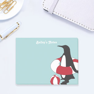 Personalized Light Blue Cute Cartoon Penguin Kids Post-it Notes