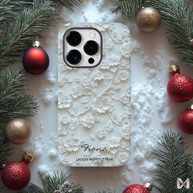 Personalized Light Blue Embroidered Floral Quote Case-Mate iPhone Case (Creator Uploaded)