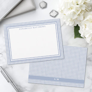Personalized Light Blue Gingham Plaid Card
