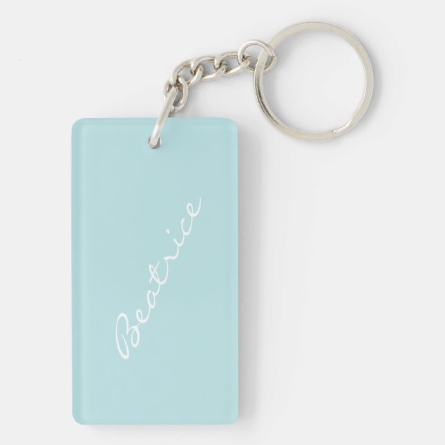 Personalized Light Blue Minimalist Bridesmaid Gift Keychain (Back)