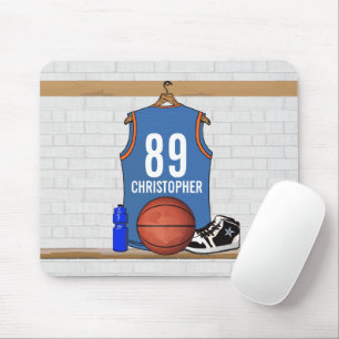 Personalized Light Blue Orange Basketball Jersey Mouse Pad