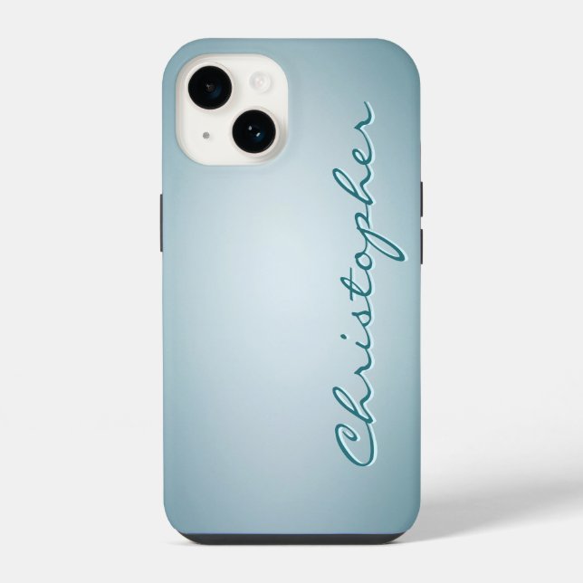Personalized light blue Radial Texture iPhone Case (Back)