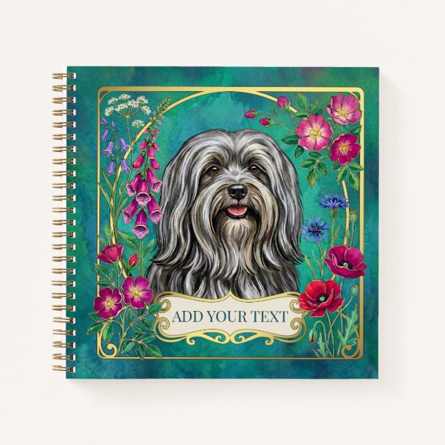 Personalized Light Gray Lhasa Apso Square Notebook (Front)