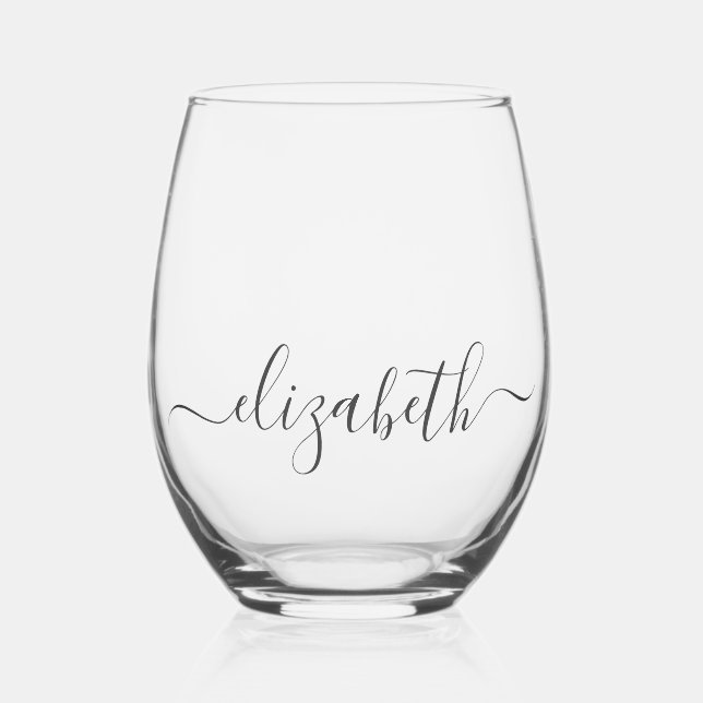  Personalized Light Gray Lines Stemless Wine Glass (Front)