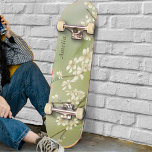 Personalized Light Green White Flowers Skateboard<br><div class="desc">Personalized Light Green White Flowers Skateboard. ♥ Customize it with your name by using the template fields. ♥ If you want to change the font style, colour or text placement, simply click the "Customize Further" button. You can also change the background colour. ♥ If you need any help, please always...</div>
