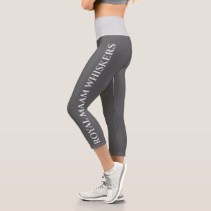 Personalized Light Grey Dark Grey Custom Text Fun Capri Leggings