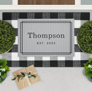 Personalized Light Grey Family Last Name Monogram Doormat