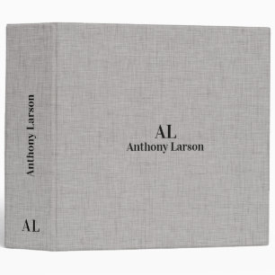 Personalized Light Grey Linen Black Typography Binder