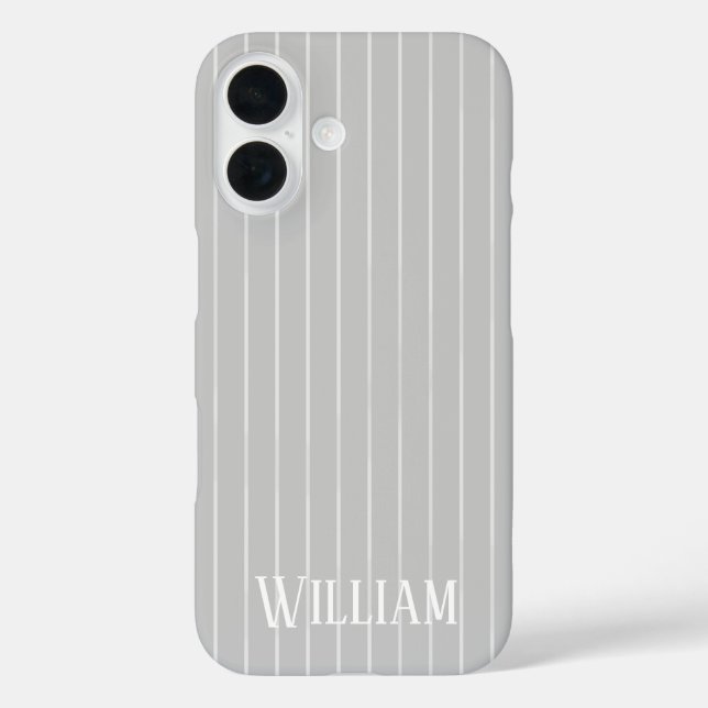 Personalized light grey pinstripes Case-Mate iPhone case (Back)