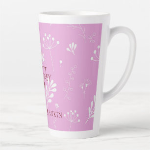 Personalized Light Maroon w/ White Florals Latte Mug