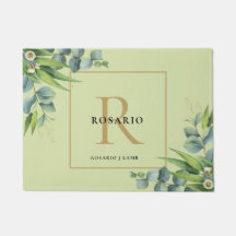 Personalized Light Olive Green Gold Monogram 