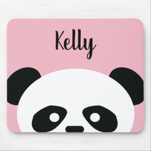 Personalized Light Pink Kawaii Panda Bear Animal Mouse Pad