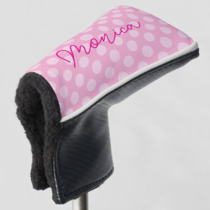 Personalized Light Pink Polka Dot Golf Head Cover