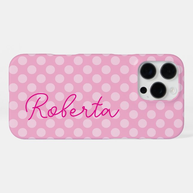 Personalized Light Pink Polka Dot iPhone Case (Back Horizontal)