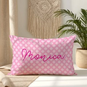 Personalized Light Pink Polka Dot Lumbar Pillow