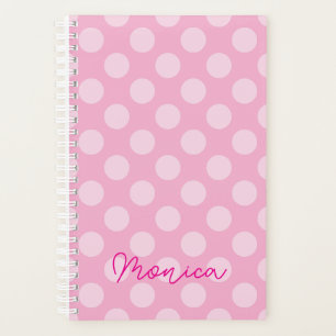 Personalized Light Pink Polka Dot Planner