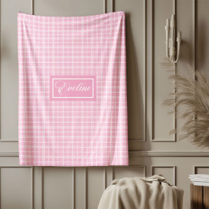 Personalized Light Pink Throw Chic Minimal Style Fleece Blanket
