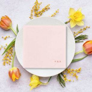 Personalized Light Pink Wedding Cocktail Napkins