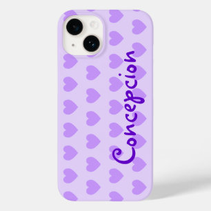 Personalized Light Purple Heart Pattern Case-Mate iPhone 14 Case