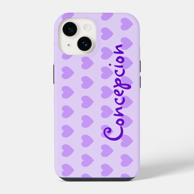 Personalized Light Purple Heart Pattern iPhone Case (Back)