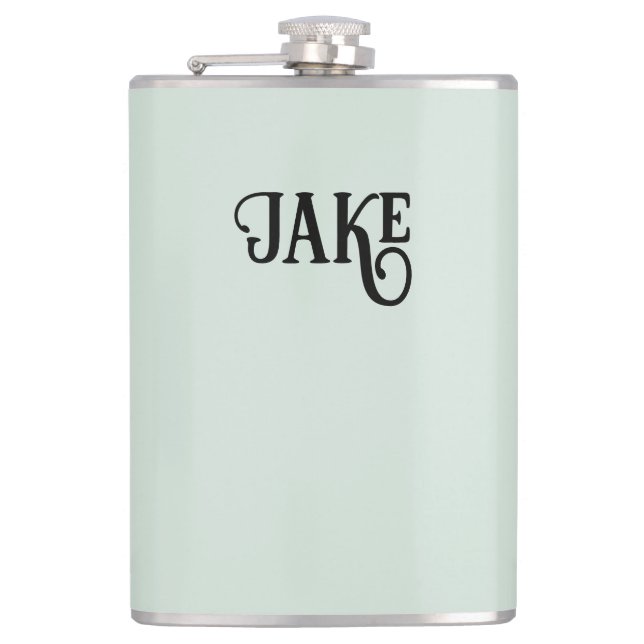Personalized Light Sage Green Hip Flask (Front)